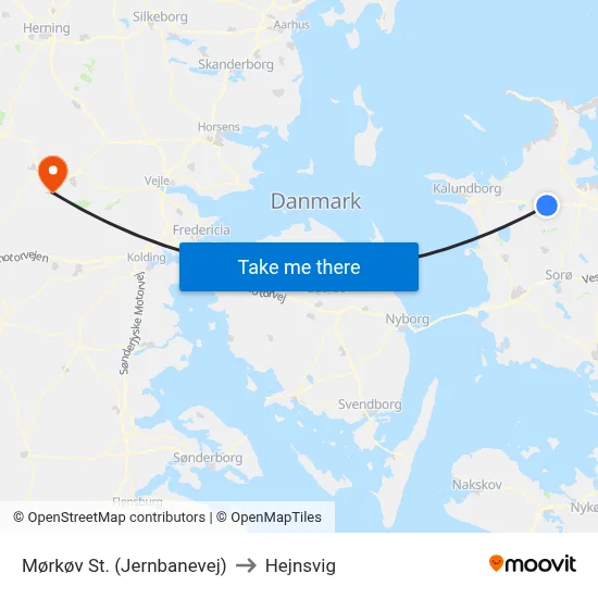 Mørkøv St. (Jernbanevej) to Hejnsvig map