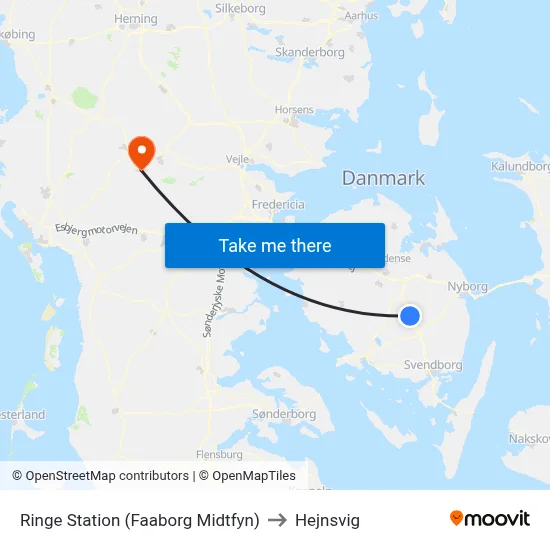 Ringe Station (Faaborg Midtfyn) to Hejnsvig map