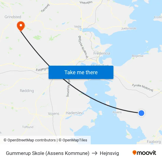 Gummerup Skole (Assens Kommune) to Hejnsvig map