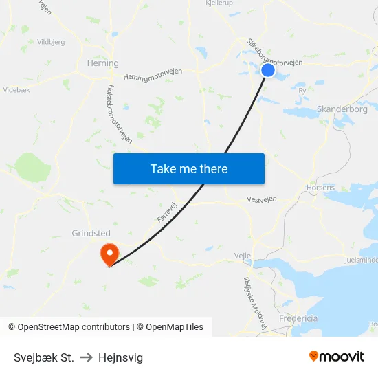 Svejbæk St. to Hejnsvig map
