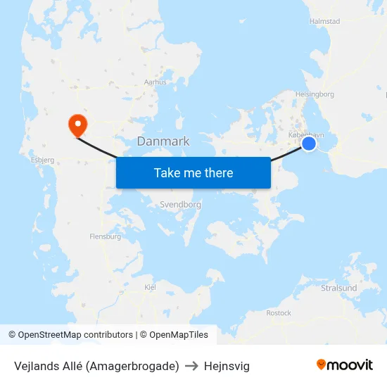 Vejlands Allé (Amagerbrogade) to Hejnsvig map