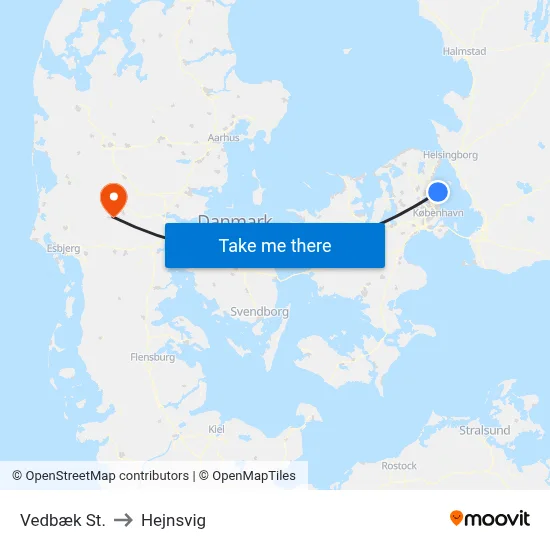 Vedbæk St. to Hejnsvig map