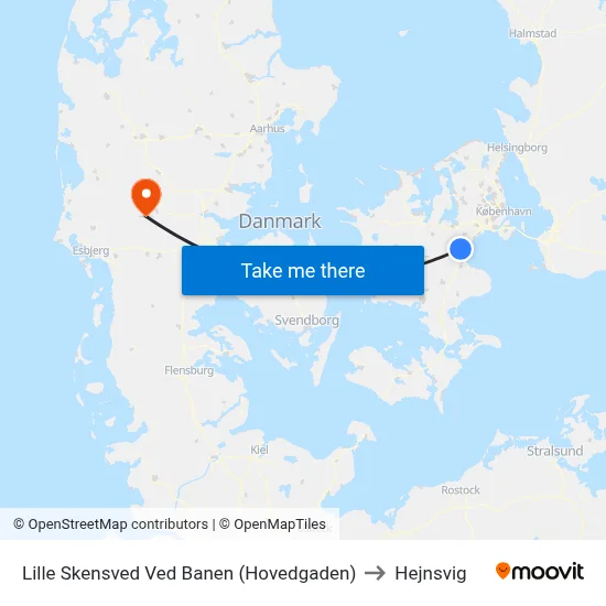 Lille Skensved Ved Banen (Hovedgaden) to Hejnsvig map