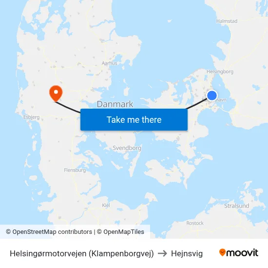 Helsingørmotorvejen (Klampenborgvej) to Hejnsvig map