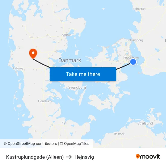 Kastruplundgade (Alleen) to Hejnsvig map