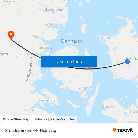 Smedeparken to Hejnsvig map