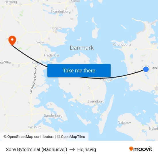 Sorø Byterminal (Rådhusvej) to Hejnsvig map