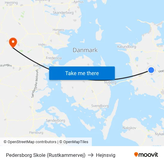 Pedersborg Skole (Rustkammervej) to Hejnsvig map