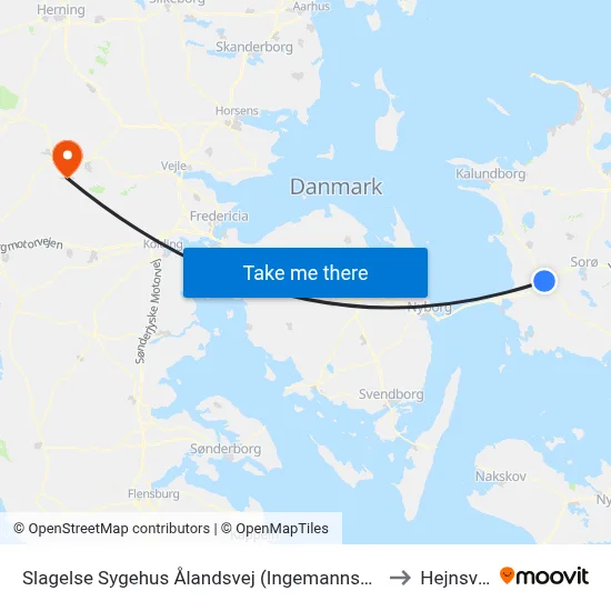Slagelse Sygehus Ålandsvej (Ingemannsvej) to Hejnsvig map
