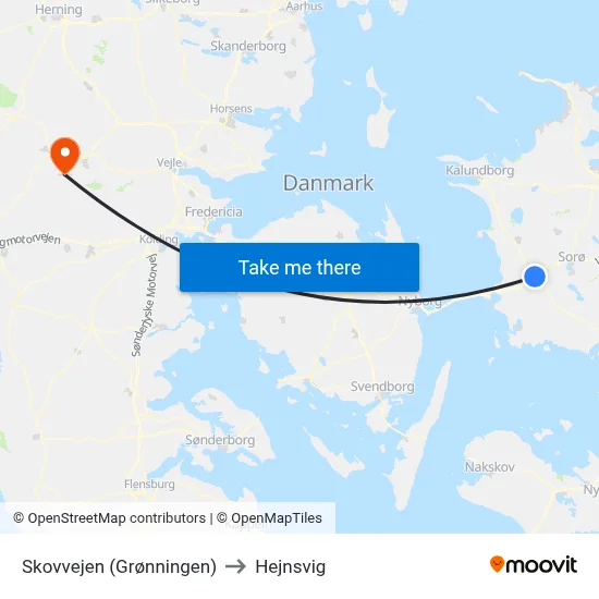 Skovvejen (Grønningen) to Hejnsvig map