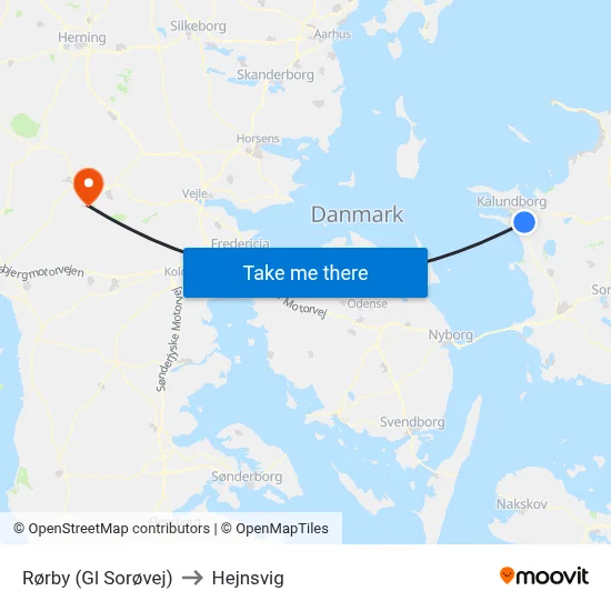 Rørby (Gl Sorøvej) to Hejnsvig map