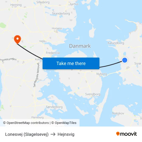 Lonesvej (Slagelsevej) to Hejnsvig map