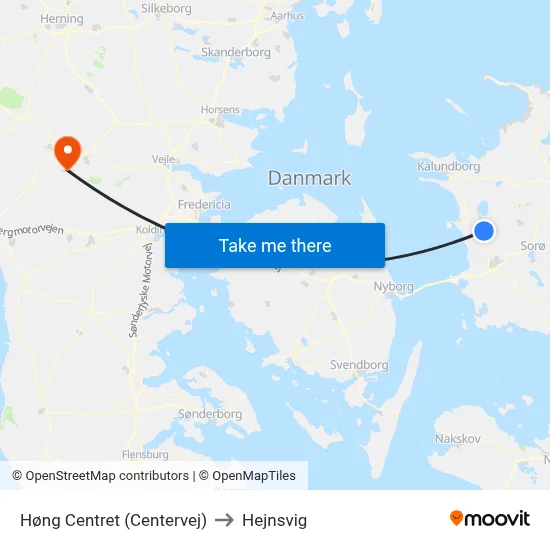 Høng Centret (Centervej) to Hejnsvig map