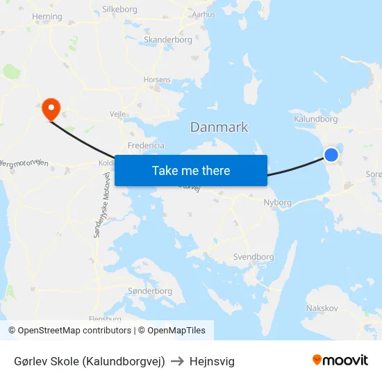 Gørlev Skole (Kalundborgvej) to Hejnsvig map