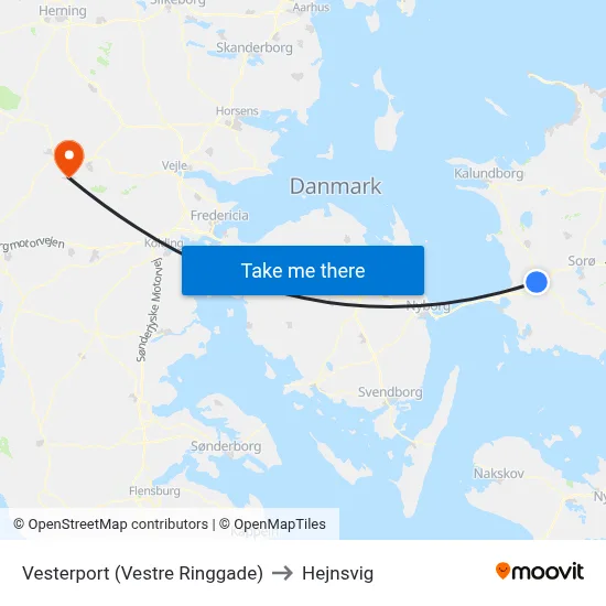 Vesterport (Vestre Ringgade) to Hejnsvig map
