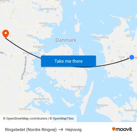 Ringstedet (Nordre Ringvej) to Hejnsvig map