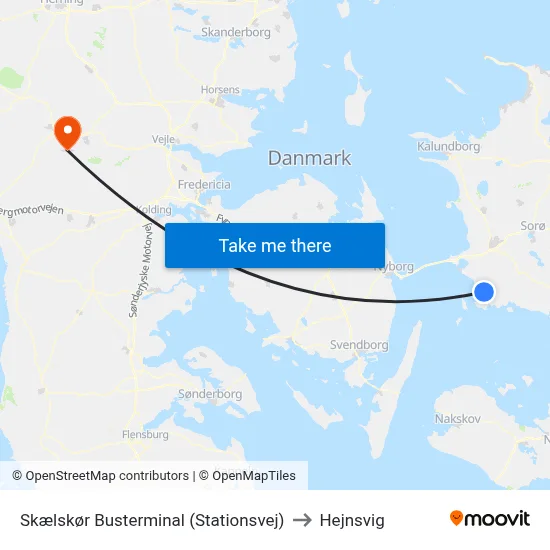 Skælskør Busterminal (Stationsvej) to Hejnsvig map