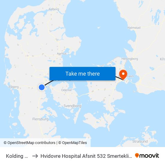 Kolding St. to Hvidovre Hospital Afsnit 532 Smerteklinik map