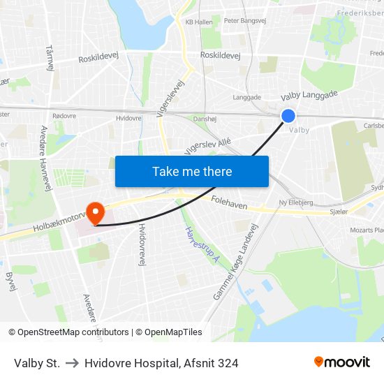 Valby St. to Hvidovre Hospital, Afsnit 324 map