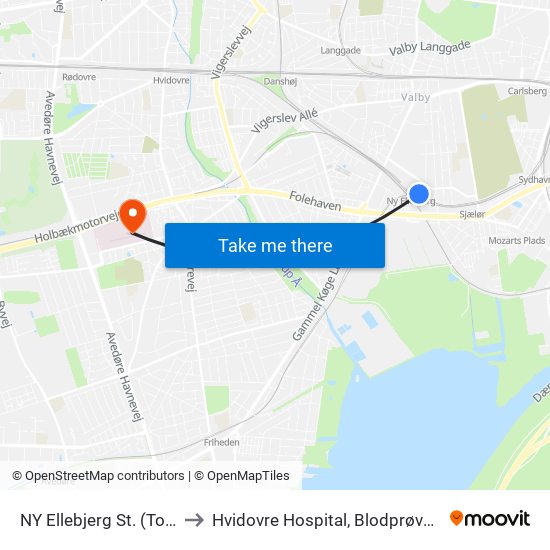 NY Ellebjerg St. (Togbus) to Hvidovre Hospital, Blodprøvetagning map
