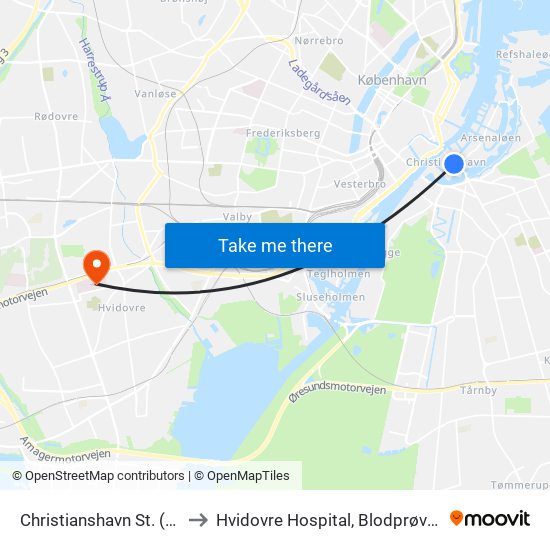 Christianshavn St. (Metro) to Hvidovre Hospital, Blodprøvetagning map