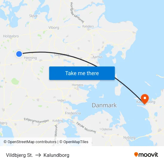 Vildbjerg St. to Kalundborg map