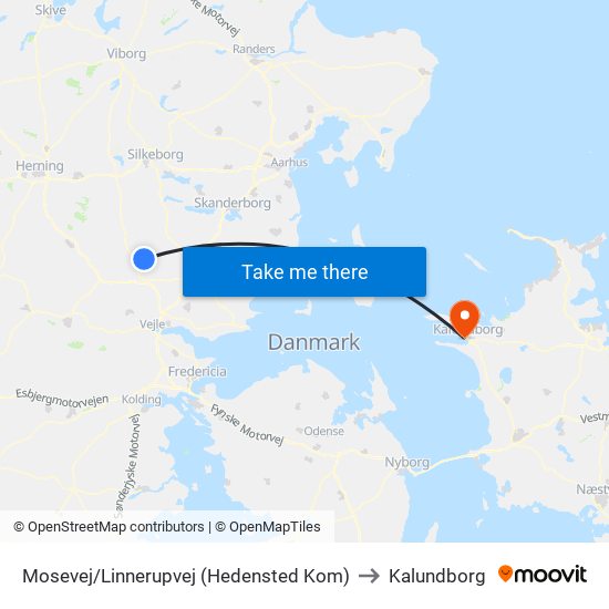 Mosevej/Linnerupvej (Hedensted Kom) to Kalundborg map
