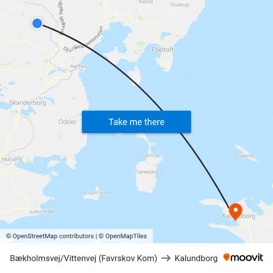 Bækholmsvej/Vittenvej (Favrskov Kom) to Kalundborg map