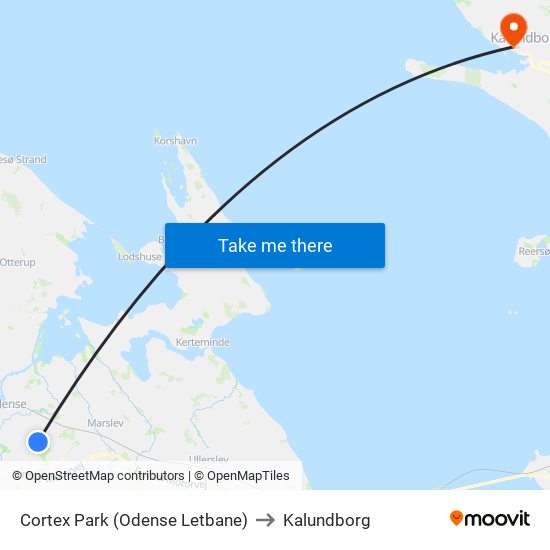 Cortex Park (Odense Letbane) to Kalundborg map