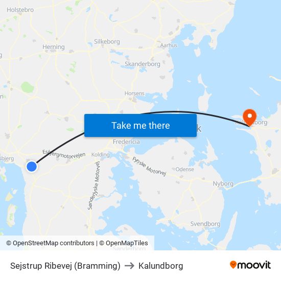 Sejstrup Ribevej (Bramming) to Kalundborg map