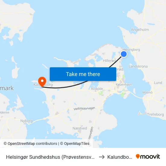 Helsingør Sundhedshus (Prøvestensvej) to Kalundborg map