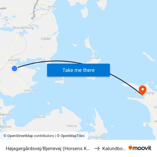Højagergårdsvej/Bjerrevej (Horsens Kom) to Kalundborg map