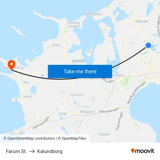 Farum St. to Kalundborg map