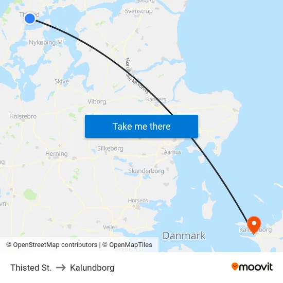 Thisted St. to Kalundborg map