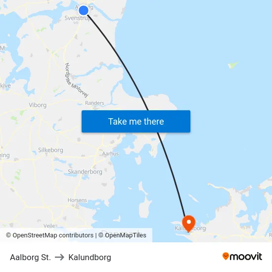 Aalborg St. to Kalundborg map