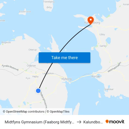 Midtfyns Gymnasium (Faaborg Midtfyn) to Kalundborg map