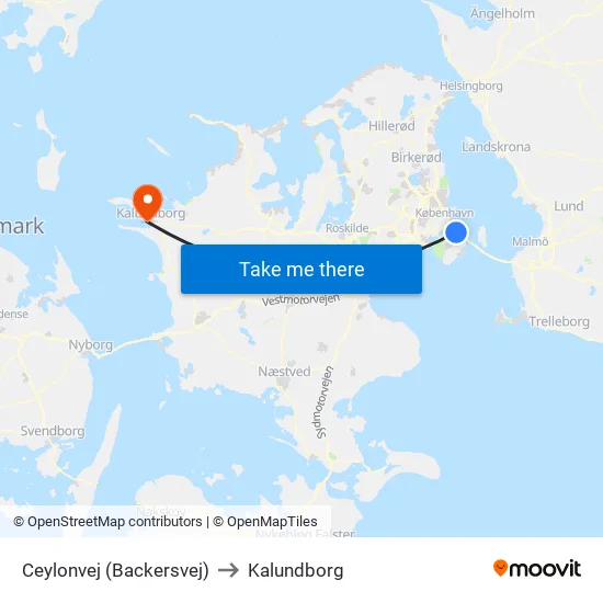 Ceylonvej (Backersvej) to Kalundborg map