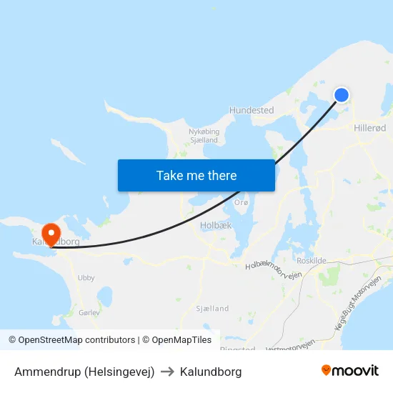 Ammendrup (Helsingevej) to Kalundborg map