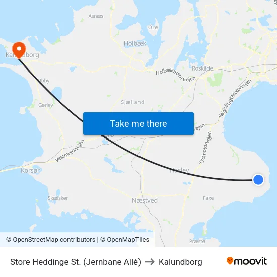 Store Heddinge St. (Jernbane Allé) to Kalundborg map