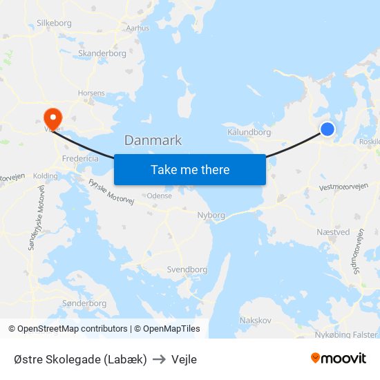 Østre Skolegade (Labæk) to Vejle map