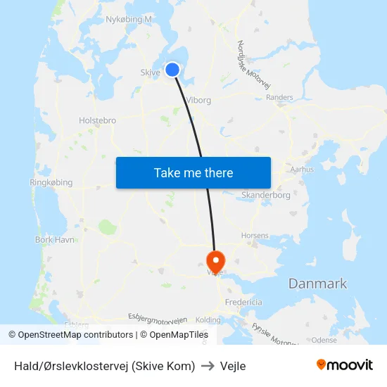 Hald/Ørslevklostervej (Skive Kom) to Vejle map