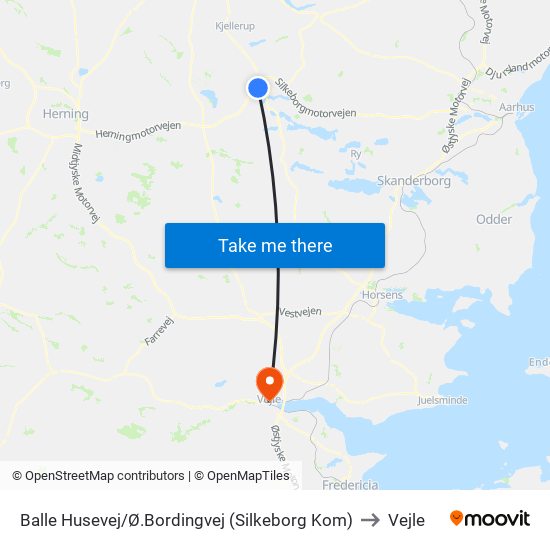 Balle Husevej/Ø.Bordingvej (Silkeborg Kom) to Vejle map