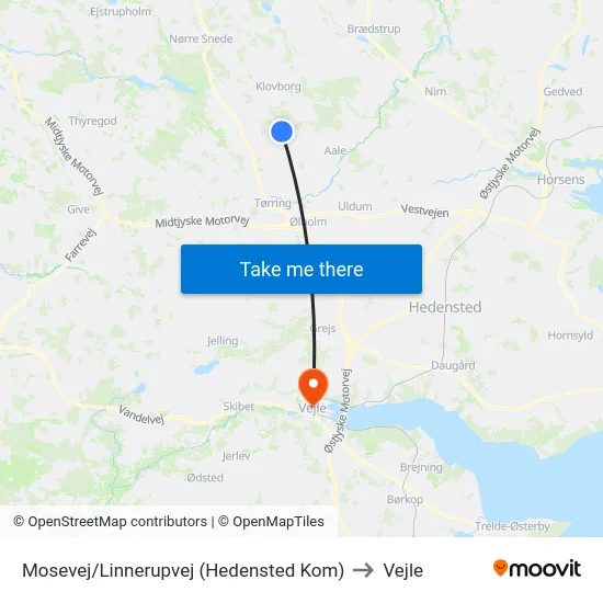 Mosevej/Linnerupvej (Hedensted Kom) to Vejle map