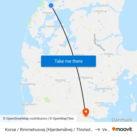 Korsø / Rimmehusvej (Hjardemålvej / Thisted Komm.) to Vejle map