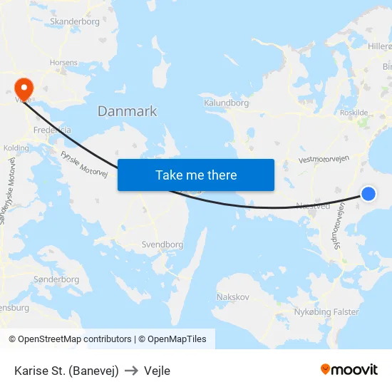 Karise St. (Banevej) to Vejle map