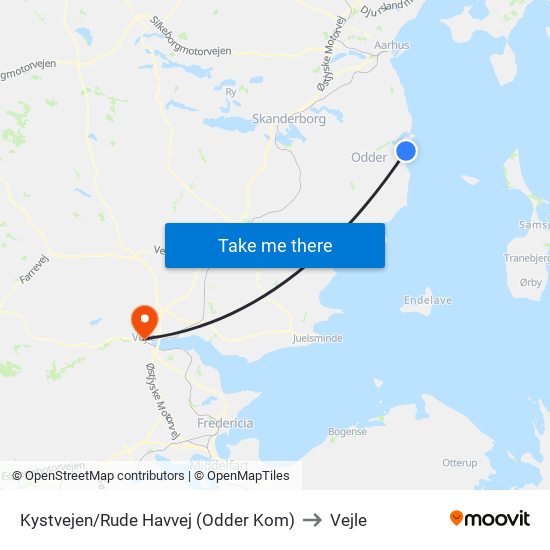 Kystvejen/Rude Havvej (Odder Kom) to Vejle map