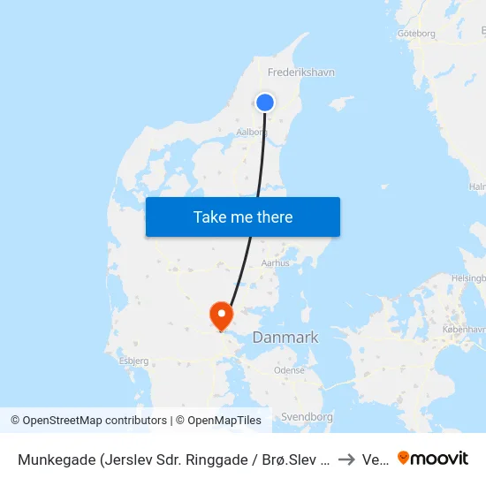 Munkegade (Jerslev Sdr. Ringgade / Brø.Slev Komm.) to Vejle map