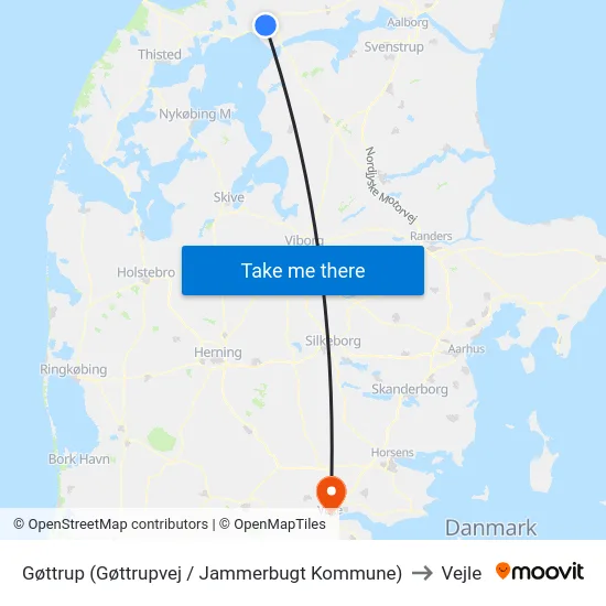 Gøttrup (Gøttrupvej / Jammerbugt Kommune) to Vejle map