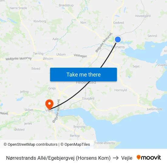 Nørrestrands Allé/Egebjergvej (Horsens Kom) to Vejle map