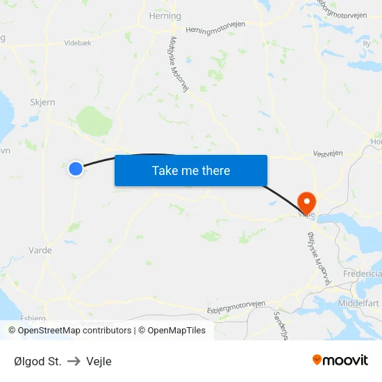Ølgod St. to Vejle map